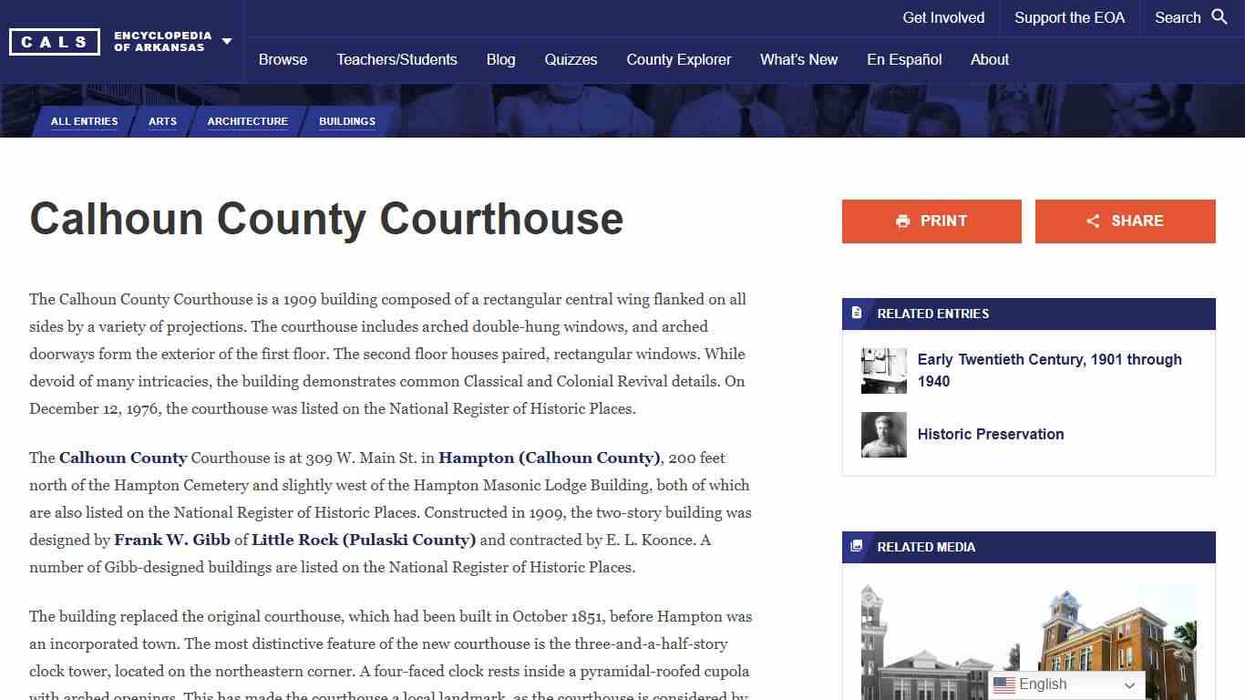 Calhoun County Courthouse - Encyclopedia of Arkansas
